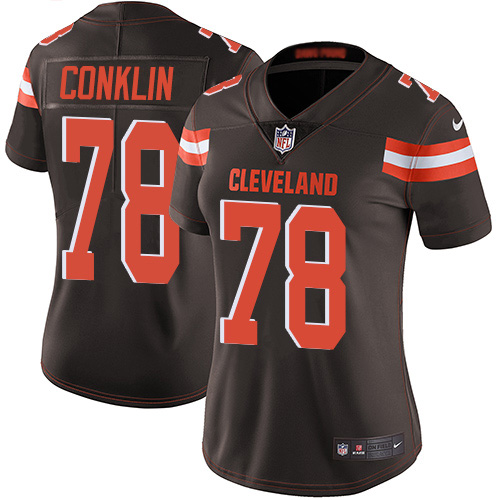Cleveland Browns #78 Jack Conklin Brown Team Color Women's Stitched Vapor Untouchable Limited Jersey Womens