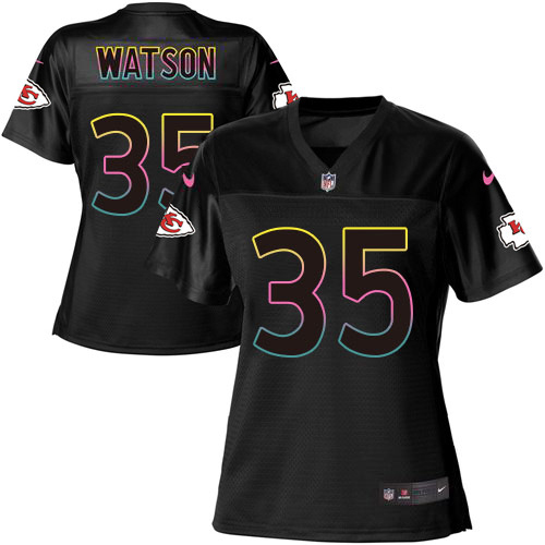 Chiefs #35 Jaylen Watson Black Women's Fashion Game Jersey