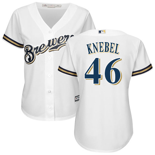 Milwaukee Brewers #46 Corey Knebel White Home Women's Stitched Jersey Womens