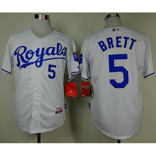 Kansas City Royals #5 George Brett White Cool Base Stitched Jersey Men's
