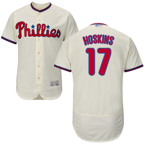 Philadelphia Phillies #17 Rhys Hoskins Cream Flexbase Authentic Collection Stitched Jersey Men's