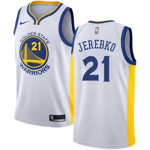 Golden State Warriors #21 Jonas Jerebko White Swingman Association Edition Jersey Mens