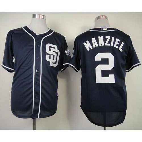 San Diego Padres #2 Johnny Manziel Navy Blue Cool Base Stitched Jersey Men's