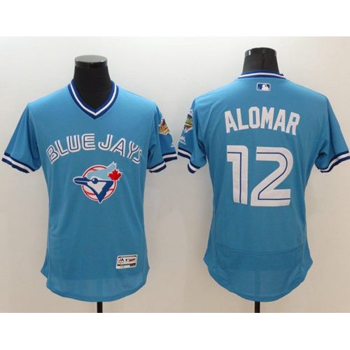 Toronto Blue Jays #12 Roberto Alomar Light Blue Flexbase Authentic Collection Cooperstown Stitched Jersey Men's