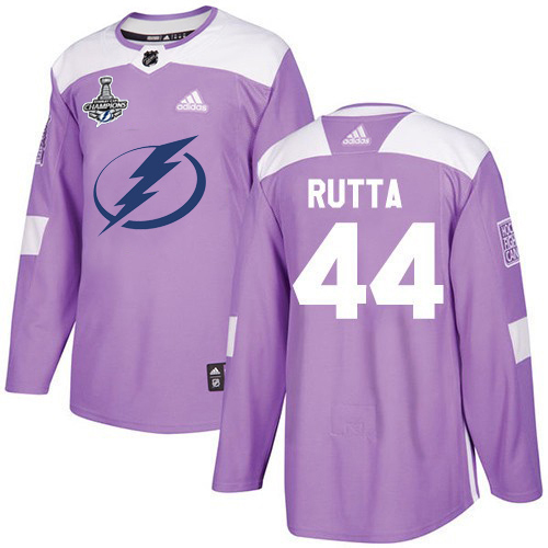 Adidas Tampa Bay Lightning #44 Jan Rutta Purple Authentic Fights Cancer Youth 2020 Stanley Cup Champions Stitched Jersey Youth