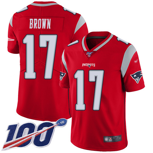 New England Patriots #17 Antonio Brown Red Men's Stitched Limited Inverted Legend 100th Season Jersey Men's