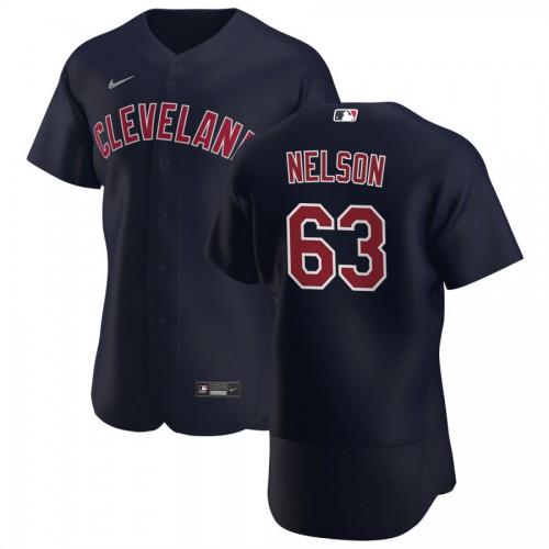 Cleveland Guardians #63 Kyle Nelson Men's Navy Alternate 2020 Authentic Player Jersey Men's