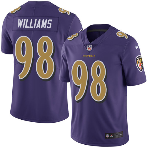 Baltimore Ravens #98 Brandon Williams Purple Youth Stitched Limited Rush Jersey Youth