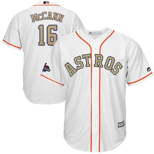 Houston Astros #16 Brian McCann White 2018 Gold Program Cool Base Stitched Youth Jersey Youth