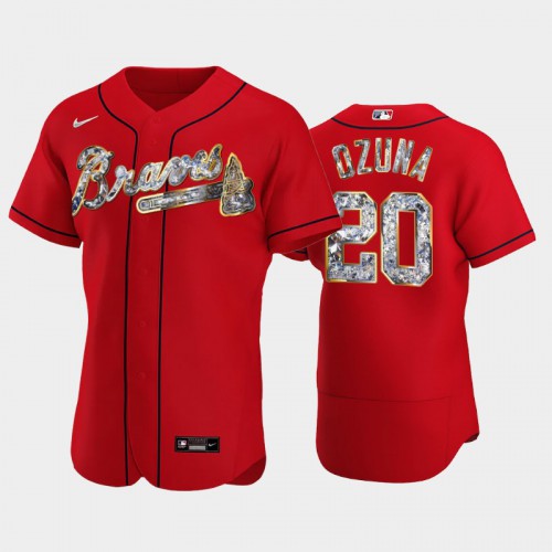 Atlanta Atlanta Braves #20 Marcell Ozuna Men's Diamond Edition Jersey - Red Men's