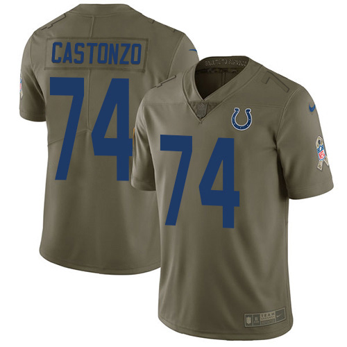 Indianapolis Colts #74 Anthony Castonzo Olive Youth Stitched Limited 2017 Salute To Service Jersey Youth