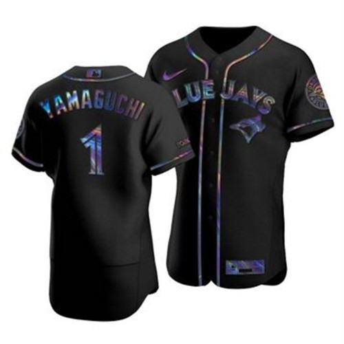 Toronto Toronto Blue Jays #1 Shun Yamaguchi Men's Iridescent Holographic Collection Jersey - Black Men's
