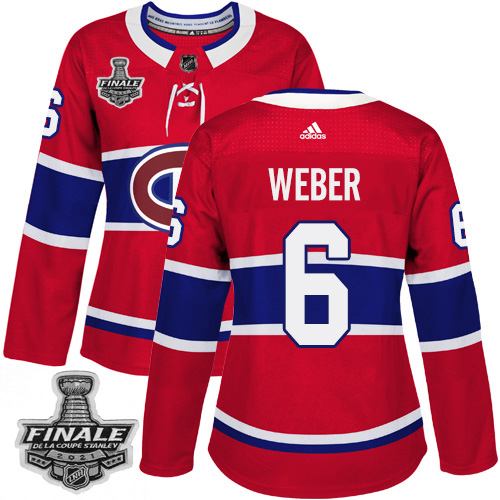 Adidas Montreal Canadiens #6 Shea Weber Red Home Authentic Women's 2021 Stanley Cup Final Patch Jersey Womens