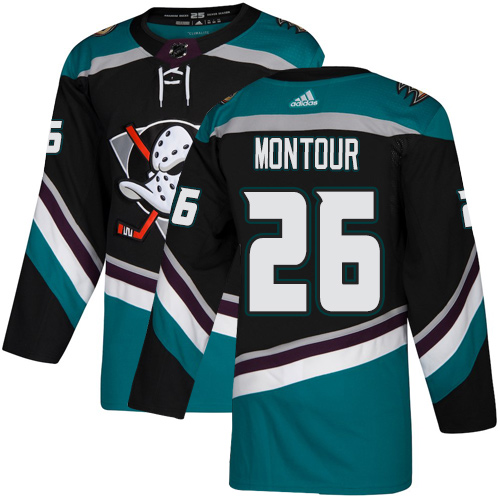 Adidas Anaheim Ducks #26 Brandon Montour Black/Teal Alternate Authentic Youth Stitched Jersey Youth