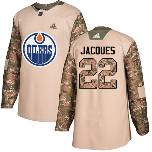 Adidas Edmonton Oilers #22 Jean-Francois Jacques Camo Authentic 2017 Veterans Day Stitched Jersey Men's