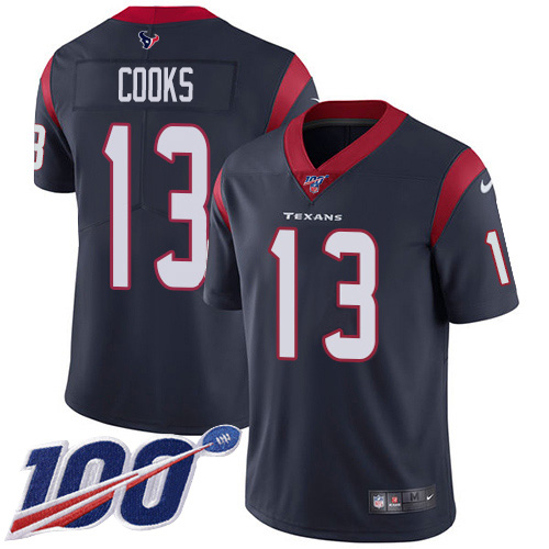 Texans #13 Brandin Cooks Navy Blue Team Color Youth Stitched 100th Season Vapor Untouchable Limited Jersey