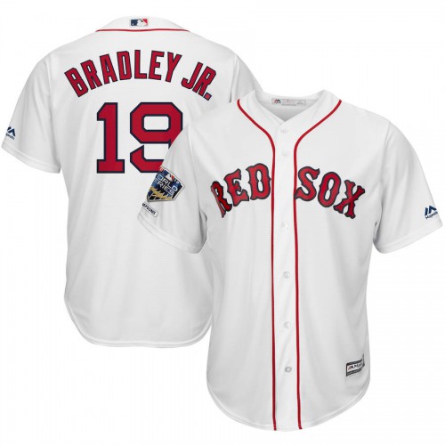 Boston Boston Red Sox #19 Jackie Bradley Jr. Majestic 2018 World Series Champions Home Cool Base Player Jersey White Men's