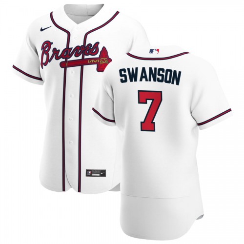Atlanta Atlanta Braves #7 Dansby Swanson Men's White Home 2020 Authentic Player Jersey Men's