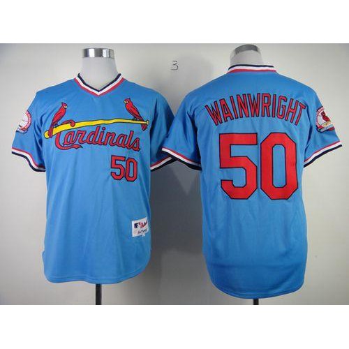 St.Louis Cardinals #50 Adam Wainwright Blue 1982 Turn Back The Clock Stitched Jersey Men's