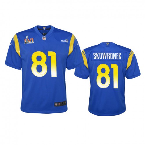 Los Angeles Los Angeles Rams #81 Ben Skowronek Youth Super Bowl LVI Patch Game Jersey - Royal Youth