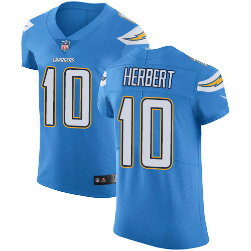 Chargers #10 Justin Herbert Electric Blue Alternate Men's Stitched New Elite Jersey