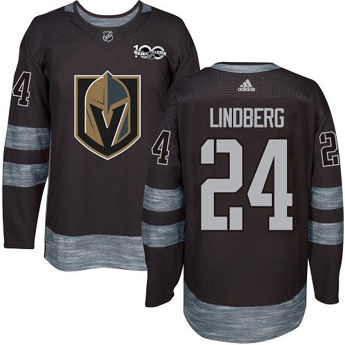 Adidas Golden Vegas Golden Knights #24 Oscar Lindberg Black 1917-2017 100th Anniversary Stitched Jersey Men's