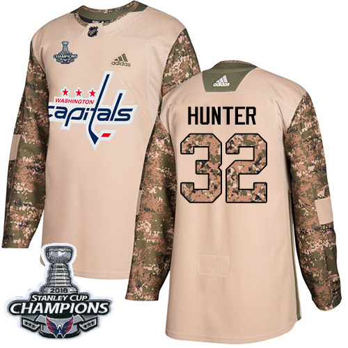 Adidas Washington Capitals #32 Dale Hunter Camo Authentic 2017 Veterans Day Stanley Cup Final Champions Stitched Jersey Men's