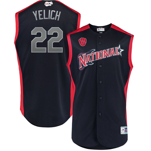 Milwaukee Brewers #22 Christian Yelich Navy 2019 All-Star National League Stitched Jersey Men's
