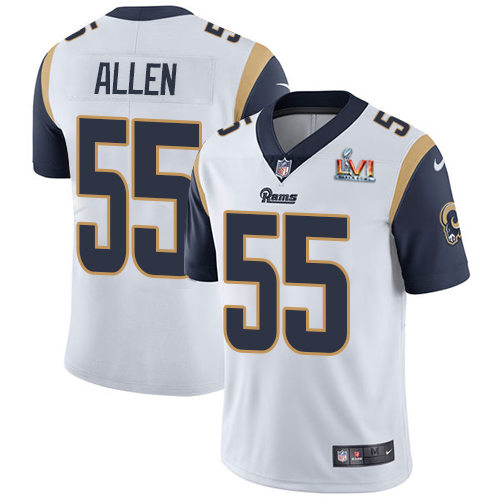 Los Angeles Rams #55 Brian Allen White Super Bowl LVI Patch Men's Stitched Vapor Untouchable Limited Jersey Men's