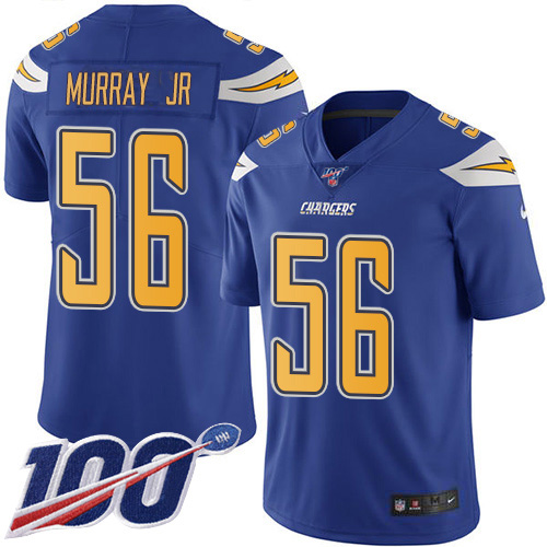 Los Angeles Chargers #56 Kenneth Murray Jr Electric Blue Men's Stitched Limited Rush 100th Season Jersey Men's