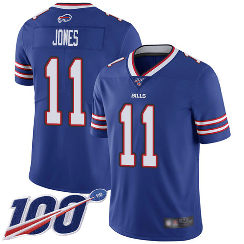 Buffalo Bills #11 Zay Jones Royal Blue Team Color Men's Stitched 100th Season Vapor Limited Jersey Men's
