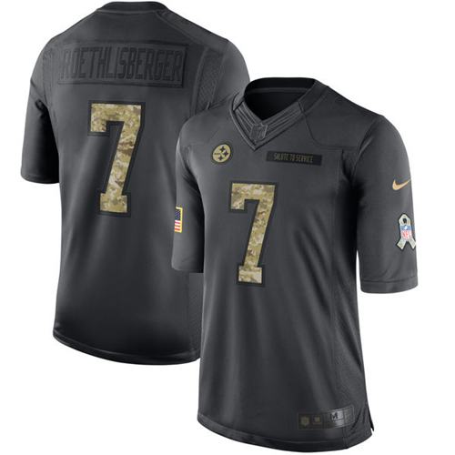 Pittsburgh Steelers #7 Ben Roethlisberger Black Youth Stitched Limited 2016 Salute to Service Jersey Youth
