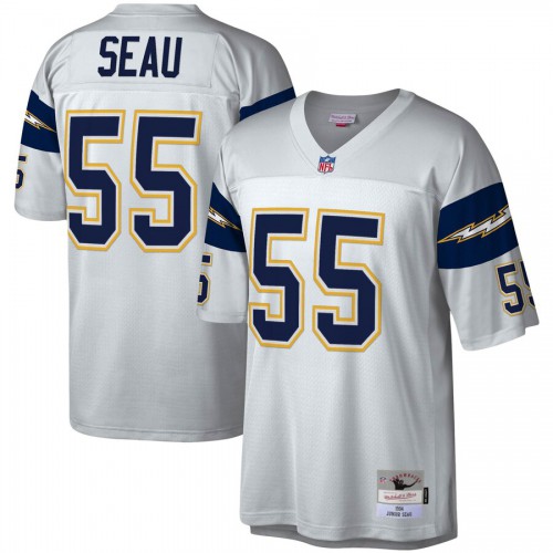 San Diego Los Angeles Chargers #55 Junior Seau Mitchell & Ness 100 Retired Player Platinum Jersey Men's