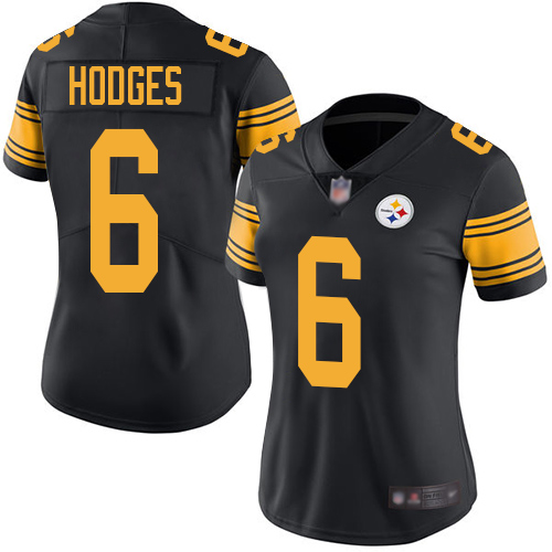 Pittsburgh Steelers #6 Devlin Hodges Black Women's Stitched Limited Rush Jersey Womens
