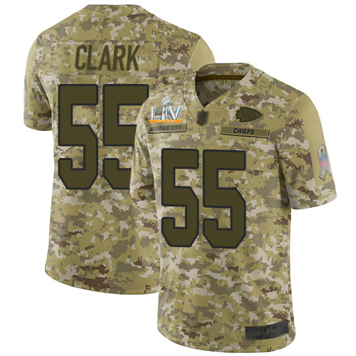 Kansas City Chiefs #55 Frank Clark Camo Men's Super Bowl LV Bound Stitched Limited 2018 Salute To Service Jersey Men's