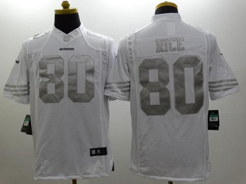 49ers #80 Jerry Rice White Men's Stitched Limited Platinum Jersey