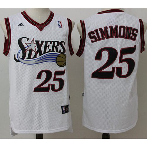 Philadelphia 76ers #25 Ben Simmons White Throwback Stitched Jersey Mens