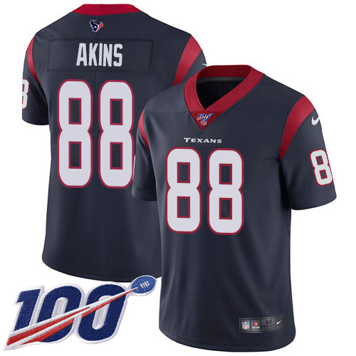 Houston Texans #88 Jordan Akins Navy Blue Team Color Youth Stitched 100th Season Vapor Untouchable Limited Jersey Youth