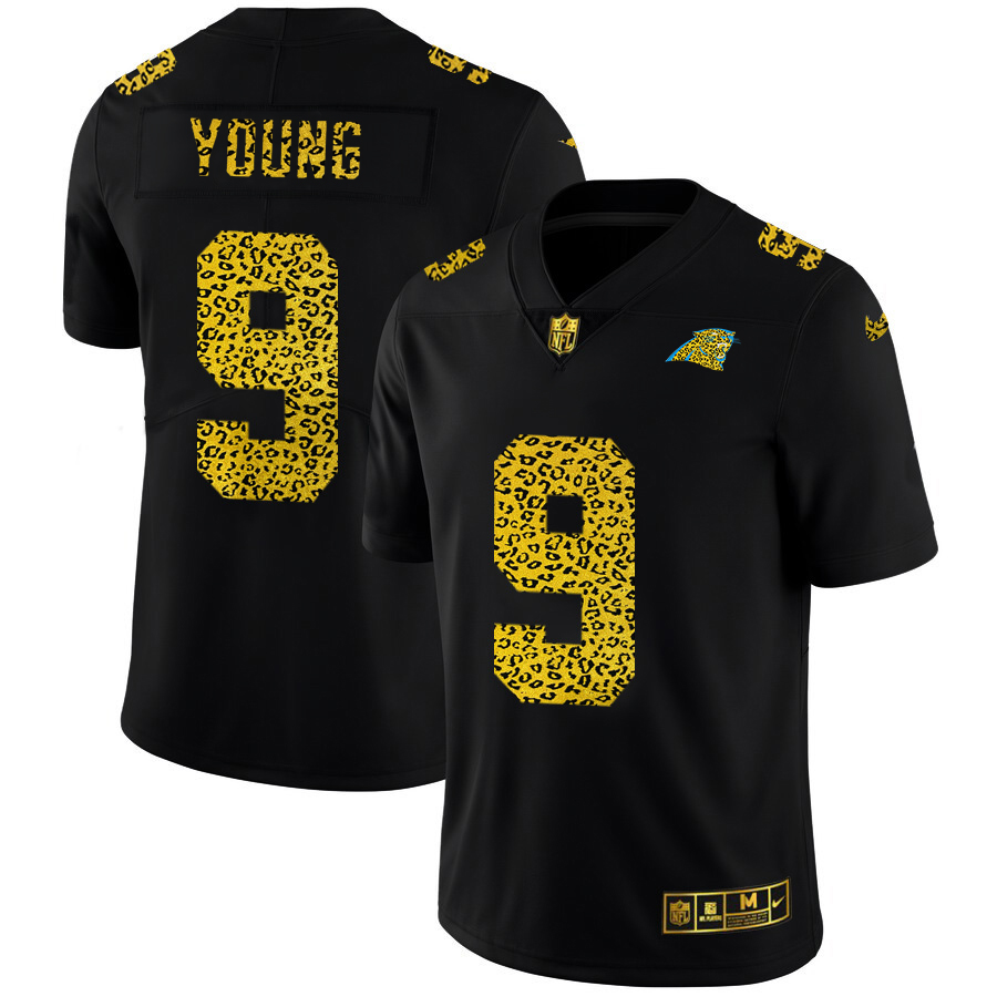 Carolina Panthers #9 Bryce Young Men's Leopard Print Fashion Vapor Limited Jersey Black