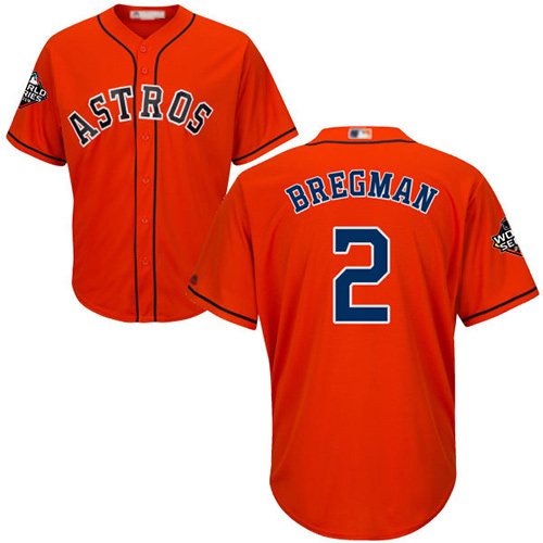 Houston Astros #2 Alex Bregman Orange Cool Base 2019 World Series Bound Stitched Youth Jersey Youth