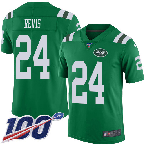 Jets #24 Darrelle Revis Green Youth Stitched Limited Rush 100th Season Jersey