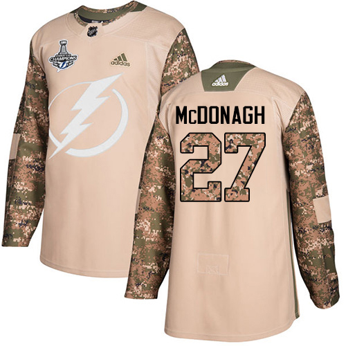 Adidas Tampa Bay Lightning #27 Ryan McDonagh Camo Authentic 2017 Veterans Day 2020 Stanley Cup Champions Stitched Jersey Men's
