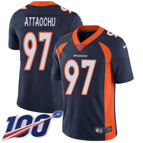 Denver Broncos #97 Jeremiah Attaochu Navy Blue Alternate Youth Stitched 100th Season Vapor Untouchable Limited Jersey Youth