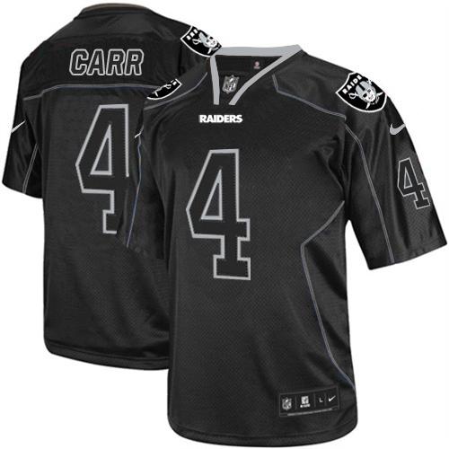Raiders #4 Derek Carr Lights Out Black Men's Stitched Elite Jersey