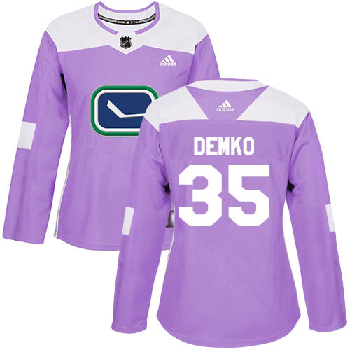 Adidas Vancouver Canucks #35 Thatcher Demko Purple Authentic Fights Cancer Women's Stitched Jersey Womens
