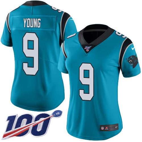Panthers #9 Bryce Young Blue Alternate Women's Stitched 100th Season Vapor Untouchable Limited Jersey