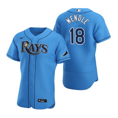 Tampa Bay Tampa Bay Rays #18 Joey Wendle Men's Light Blue Alternate 2020 Authentic Player Jersey Men's