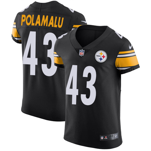 Steelers #43 Troy Polamalu Black Team Color Men's Stitched Vapor Untouchable Elite Jersey