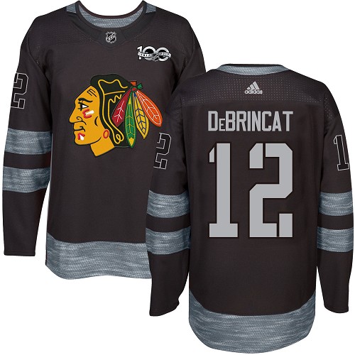 Adidas Chicago Blackhawks #12 Alex DeBrincat Black 1917-2017 100th Anniversary Stitched Jersey Men's