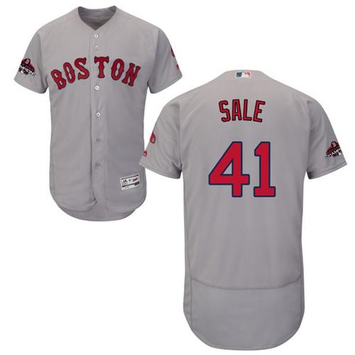 Boston Red Sox #41 Chris Sale Grey Flexbase Authentic Collection 2018 World Series Champions Stitched Jersey Men's